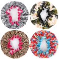 thumbnail image 4 of YDHT Reusable Shower Cap, Reusuable 4 Pack Waterproof Double Layer Bath Cap with 1 Detangling Comb, 4 of 8