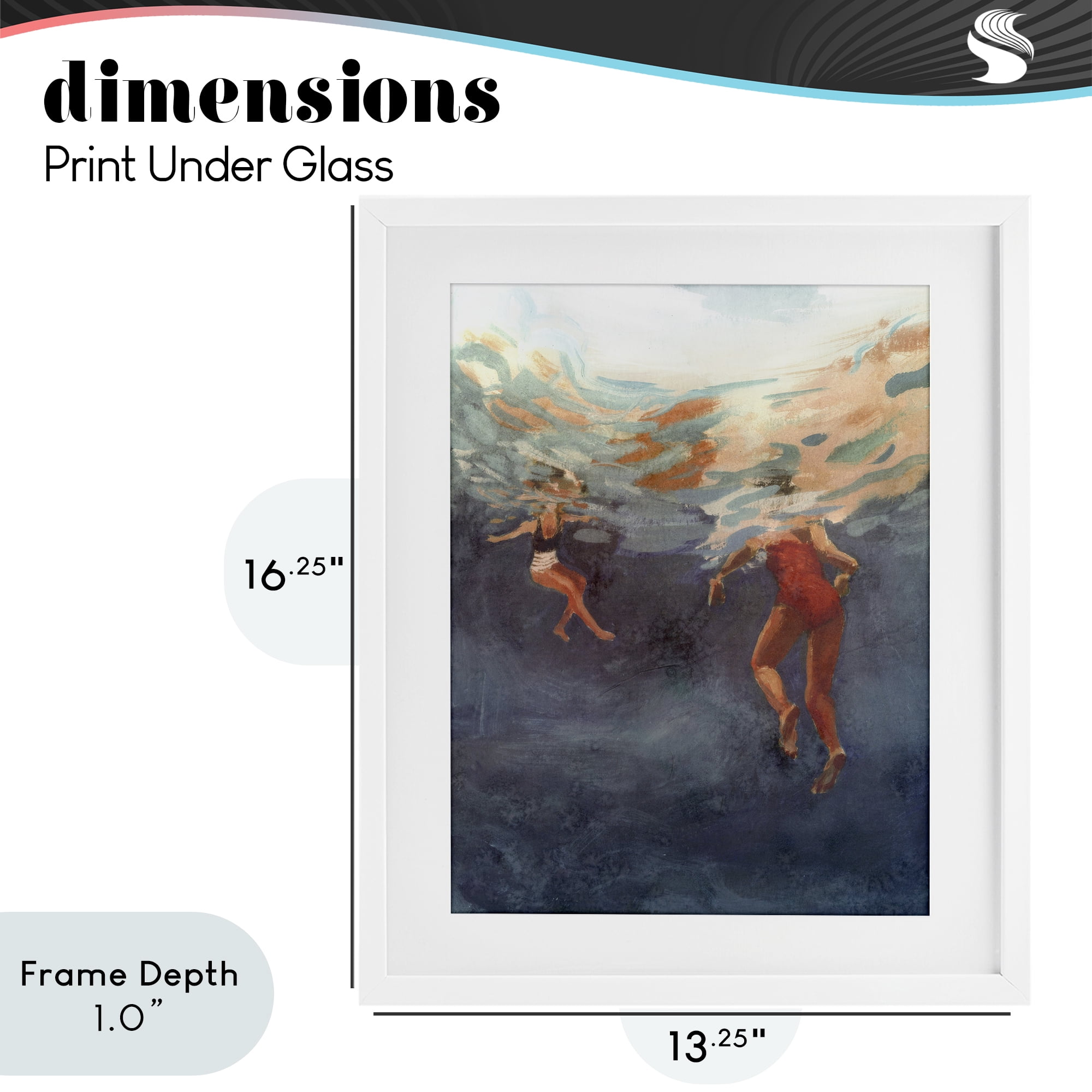 Stupell Industries Summer's Dance Swimmers White Framed Print Under Glass, design by Victoria Barnes