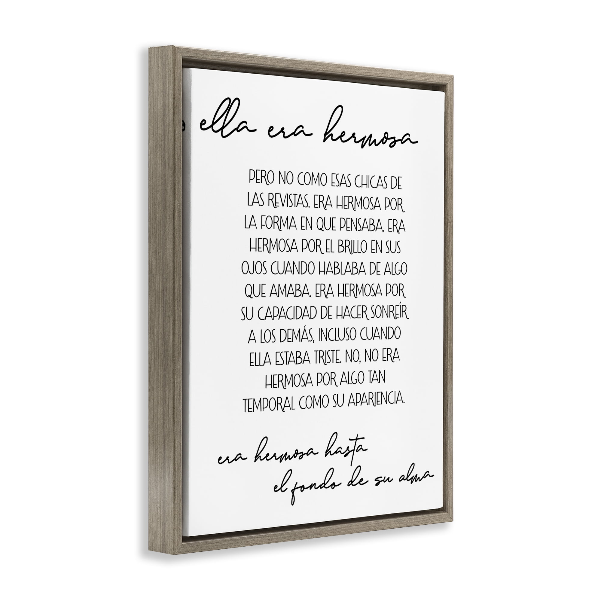 Stupell Industries Ella era Hermosa Inspirational Quotes & Sayings Painting Brown Floater Framed Art Print Wall Art, 17 x 21