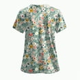 thumbnail image 5 of TOWED22 Holiday Scrub Tops for Women Short Sleeve Vneck Stretchy Nurse Workwear Uniforms Cute Printed 2 Pockets Scrub Shirt(Sky Blue,L), 5 of 6