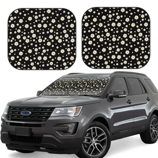 Fotbe Daisy Juego de 2 Piezas de Parasoles para Parabrisas | Bloqueador Solar para Auto | Accesorios Plegables para Protección Solar Interior-Large