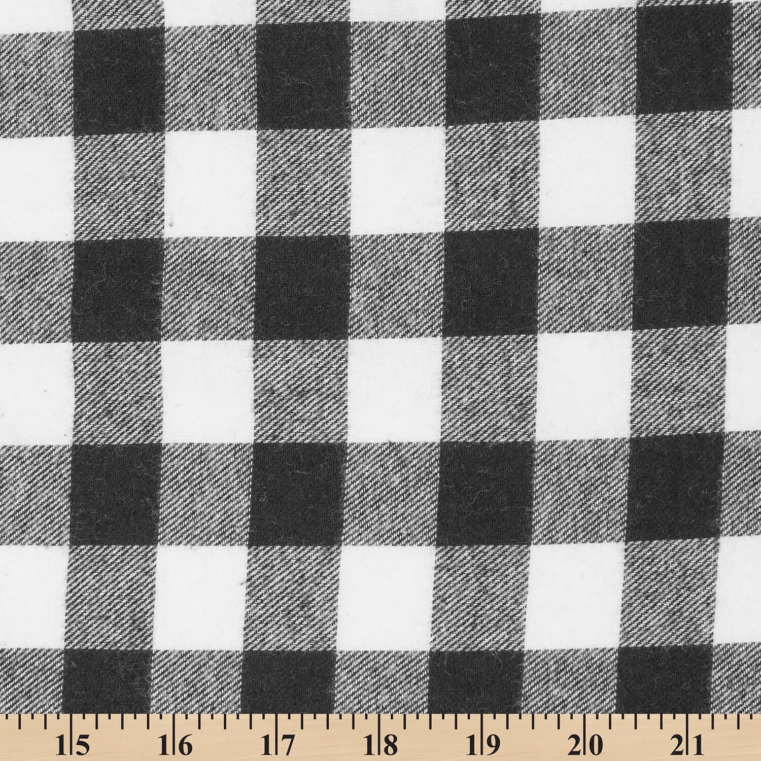 Flannel Brushed Cotton 1 Inch Gingham Check Plaid Yarn Dyed Hypoallergenic Fabric By The Yard For Sewing Apparel, Accessories, & Décor - White / Black (5 Yards)