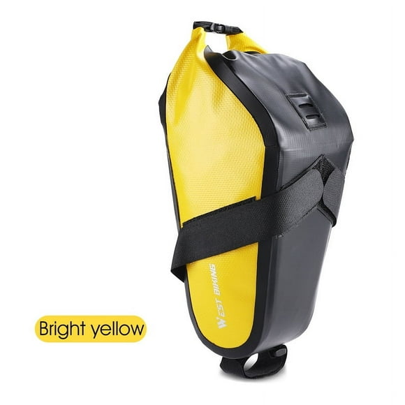 yeacher Sacoche de Selle Imperméable pour Vélos de Montagne et de Route, Capacité 2.3L, Matériau PVC, Sangle de Feu Arrière, Joint Pliable, Jaune