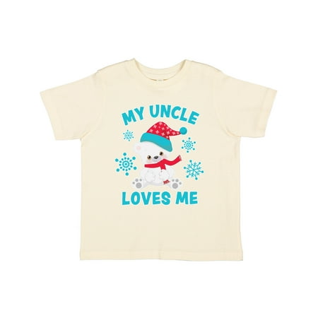 

Inktastic Polar Bear My Uncle Loves Me in Santa Hat with Snowflakes Gift Toddler Boy or Toddler Girl T-Shirt