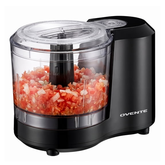 OVENTE 1.5-Cup Electric Food Chopper and Processor, 100W, Black PF1515B | With One-Touch Control & Stainless Steel Blade Ideal for Slicing Vegetable, Grinding, Shredding, Mincing, Puree & Meal Prep