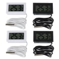 thumbnail image 1 of 4 Pcs Fridge Thermometer Digital LCD Thermometer with Waterproof Probe for Fridge Freezer Aquarium Built-in Thermo-Hygrometer (Set of 2 Black and 2 White), 1 of 5
