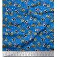 thumbnail image 1 of Soimoi Moss Georgette Fabric Star,Leaves & Rose Floral Printed Fabric 1 Yard 42 Inch Wide, 1 of 3