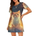 thumbnail image 1 of Fotbe Starry Sky Constellation Cat Bata de Dormir para Mujer con Estampado, Camisón de Algodón de Manga Corta, Ropa de Dormir Casual, 1 of 6