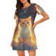 thumbnail image 1 of Disketp Starry Sky Constellation Cat para Camisón Corto de Manga Corta para Mujeres, Camisón Cómodo con Escote Redondo, Bonito y Confortable, 1 of 6