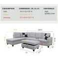 thumbnail image 3 of PonLiving Furniture 103" Wide Flanelette Right Hand Facing Sofa & Chaise with Ottoman Grey White, 3 of 5
