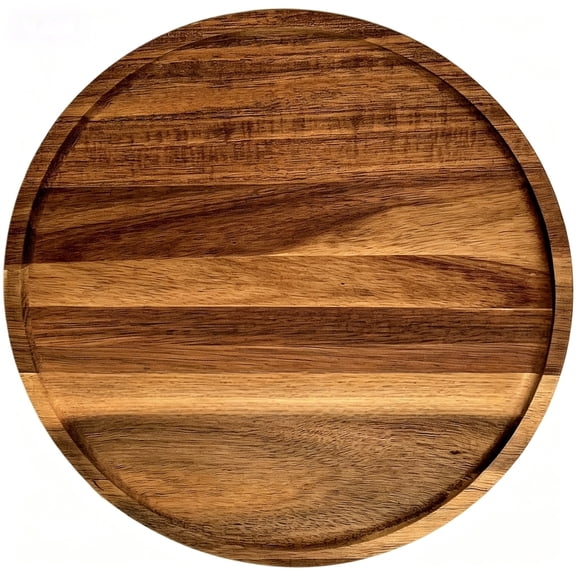 Siloon 10 Inch Round Wooden Decorative Serving Tray for Coffee Table and Home Decor, Round Wood Tray for Table Centerpiece, Small Candle Tray, Acacia, Appetizer Charcuterie Board
