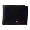 thumbnail image 1 of Monedero Tommy Hilfiger de cuero negro con doble pliegue para hombre, 1 of 2
