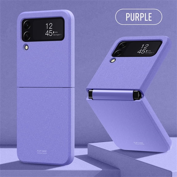 SaniMore for Samsung Galaxy Z Flip 4 6.7" Folding Hinge Fluffy Paint Case, Rugged PC Anti-Fingerprint Anti-Scratch Full Body Protective Case for Samsung Z Flip 4 Women Men, Purple