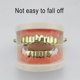 thumbnail image 5 of Juego de prótesis dentales superiores e inferiores lisas con baño de oro auténtico, 5 of 5