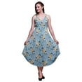 thumbnail image 1 of Bimba Robe Florale pour Femmes à Bretelles Spaghetti Col en V Midi Tenue de Plage-Moyenne, 1 of 5