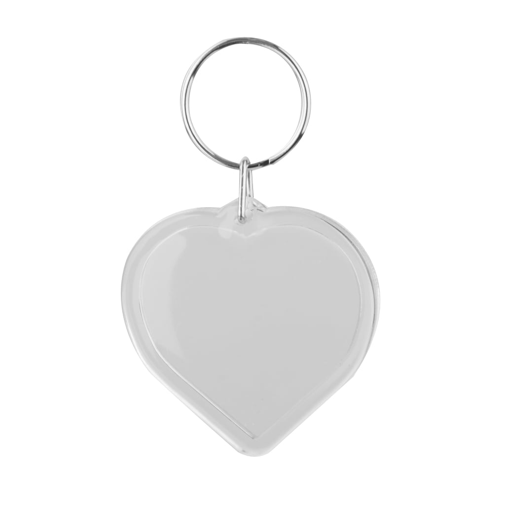 5xAcrylic Plastic Couple Keychain Heart Shape Couple Insert-PASSPORT PHOTO Frame 