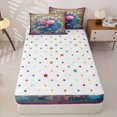 thumbnail image 4 of Homewish Kids Pink Axolotl Zipper Full Size Comforter Sets with Fitted Sheet and 2 Pillowcases, Ocean Cartoon Animal Zipper Bedding Set, Polka Dots Reversible, 4-Piece, 4 of 6