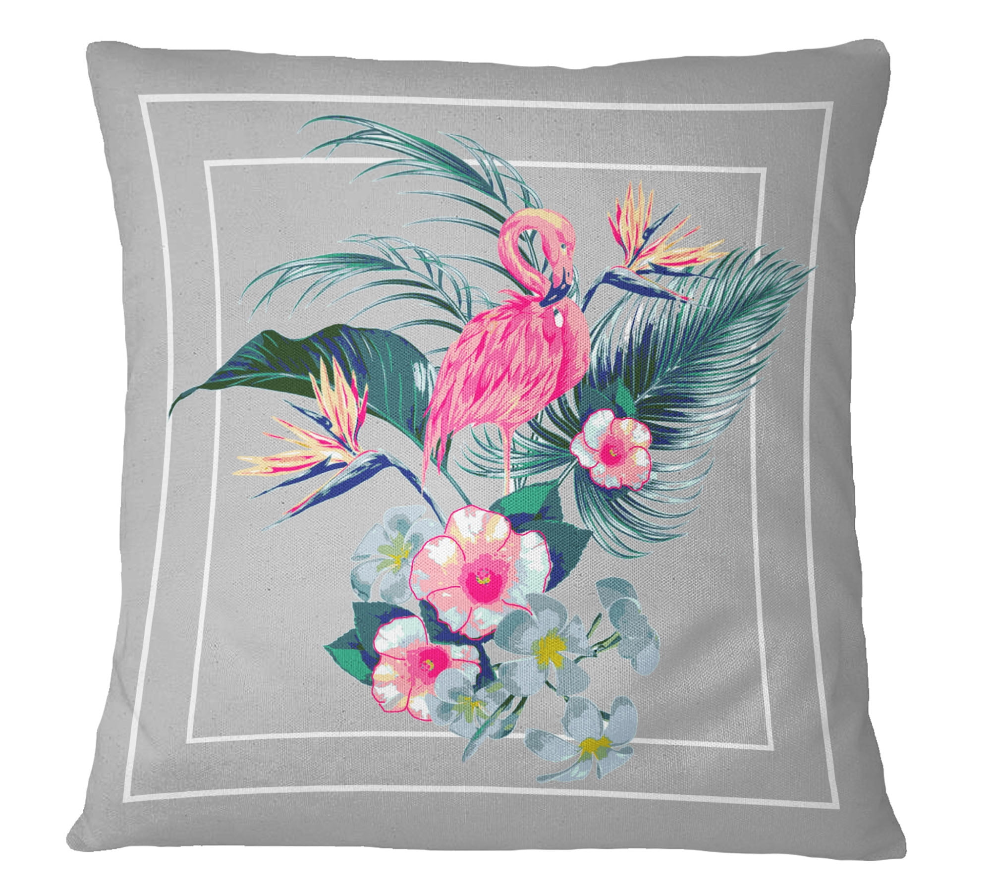 S4Sassy Decorative Gray Pillow Case Floral Print Square Cushion Cover 