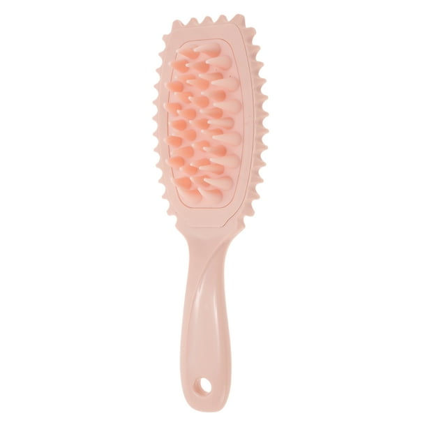 Cepillo de champú para cabello de borde ondulado Unique Bargains 1 Pc para masaje en la cabeza 8.86"x2.83"x1.3" Rosa claro