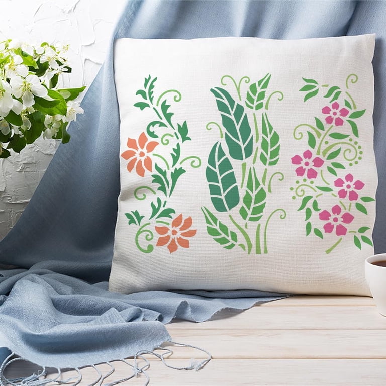2 Pcs Flower Vine Painting Stencil 2 Styles Floral Leaf Plant Wall