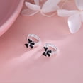 thumbnail image 6 of Solid 925 Sterling Silver Bow Hoop Earrings Huggie for Women Teens Black CZ Bowknot Hoop Earrings Ribbon Cartilage Huggie, 6 of 11