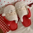 thumbnail image 6 of Christmas Slippers for Men Cute Cartoon Design Fuzzy Slippers Santa Reindeer Homewear Indoor Warm Winter Shoes Christmas Gifts #09 Red & Size 9.5, 6 of 9