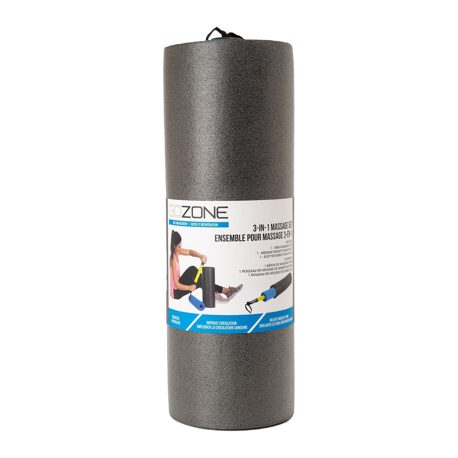 Rouleau pour le corps 3-en-1 GoZone – Noir/bleu/jaune