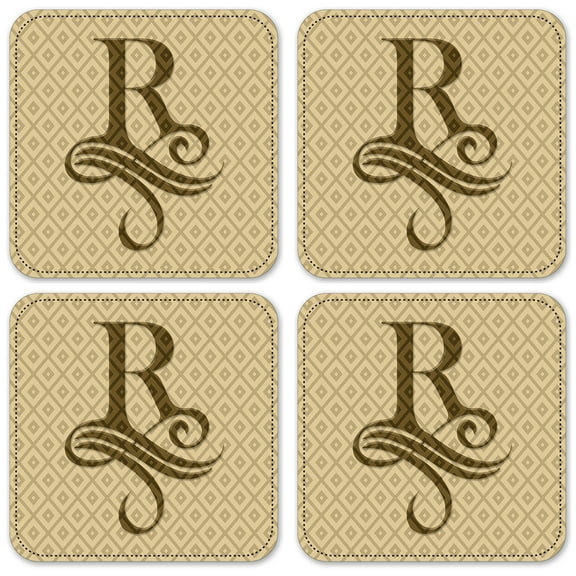 Vinyl Drink Coasters - Set of 4 - Letter "R" Monogram