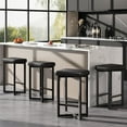 thumbnail image 1 of Modern Comfort Bar Stools Set – 24.6" Counter Height, Backless PU Leather Upholstered Seat, Metal X-Frame & Footrest, For Kitchen Island, Home Bar, Dining Room – Black, 4PC, 1 of 7