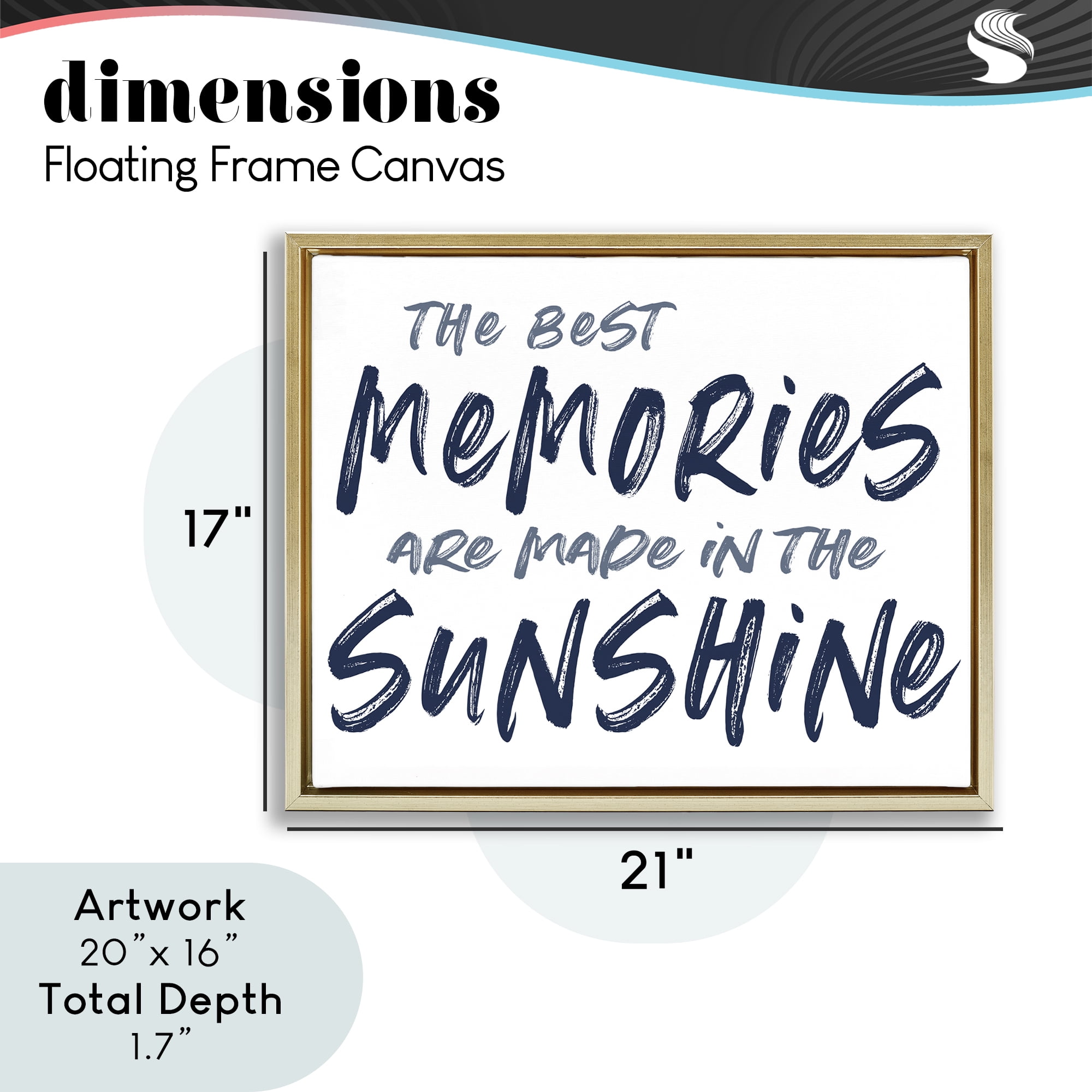 Memories Made In Sunshine Gold Framed Floater Canvas Wall Art, design by Lettered and Lined