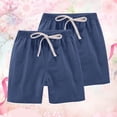 thumbnail image 2 of YunPes 2 Pack Boys Girls Cotton Linen Shorts Comfy Lightweight Casual Sport Shorts Kids Soccer Running Athletic Elastic Waist Pants, 2 of 3