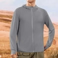 thumbnail image 2 of Xfvqtps Mens Cooling Sun Protection Jacket Full Zip Hoodie Quick Dry Long Sleeve with Thumb Hole Summer Shirts for Hiking Fishing Running Gray, 2 of 6