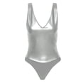 thumbnail image 4 of Sngxgn Women Swimsuit Bathing Suit Square Neck Cutout Back Tummy Control with Adjustable(Silver,M), 4 of 4