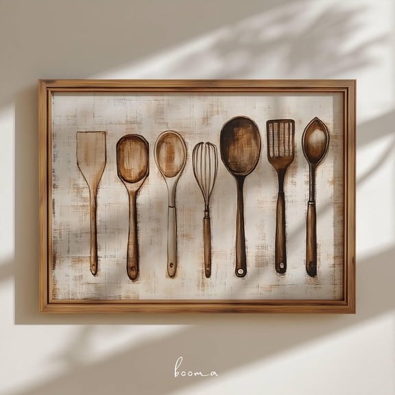 Vintage Kitchen Wall Art Art Print Spoons Decor Chef UNFRAMED Poster, Wall Art for Decor, Present, 8x12