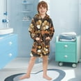 thumbnail image 3 of FORMRS Niños Bathrobe Unisex Hooded Robe Soft Plush Pajamas Sleepwear, Size 4-6T, Gold Flower, 3 of 7