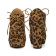 thumbnail image 5 of BLISSFUL STEP Women's Ankle Boots Faux Suede Chunky Heel Platform Lace - up Round Toe Dress Boots Leopard 9, 5 of 5