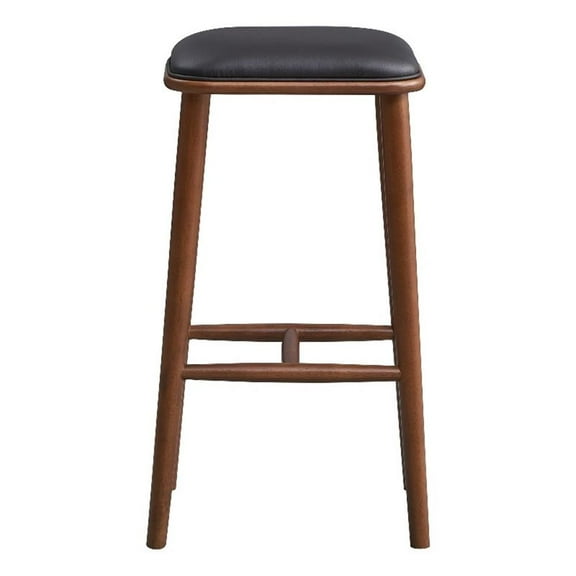 Westport 29.72" Mid-Century Leather Bar Stool in Black