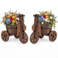 thumbnail image 1 of Gymax 2PCS Rustic Wood Tricycle Planter w/Barrel Pot & Drainage for Patio Garden, 1 of 10