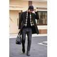 thumbnail image 4 of COOFANDY Men's Detachable Plaid Scarfs Wool Blend Coat - Notched Collar Single Breasted Pea Trench Overcoat, 4 of 9