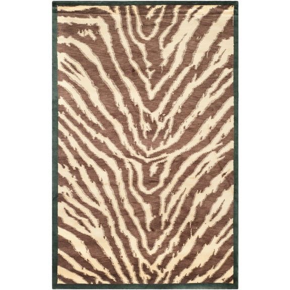 SAFAVIEH Tibetan Constantina Animal Print Wool Area Rug, Black/Ivory, 6' x 9'