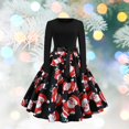 thumbnail image 3 of Vestido de Navidad para mujer Yinane Vestido de manga larga impresa con estancamiento de invierno 2 XXL, 3 of 7