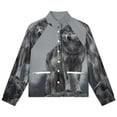 thumbnail image 4 of Jackets for Women Winter Coat Jackets Flannel Stand Collar Jacket(Gray Wolf on Rock,Size:S-4XL), 4 of 7