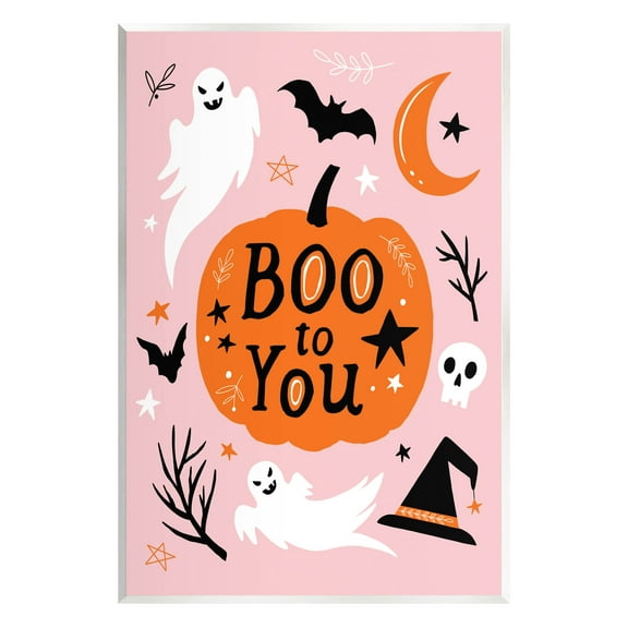 Stupell Industries Boo to You Halloween Elements Graphic Art Unframed Art Print Wall Art, Design by Nina Seven