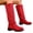 Red, variant on KEVCHE Women's Slip on Knee High Boots, Plus Size Suede Round Toe Casual Design with Breathable Lining and Cushion Sole, Comfortable Boots for Daily Leisure Wear