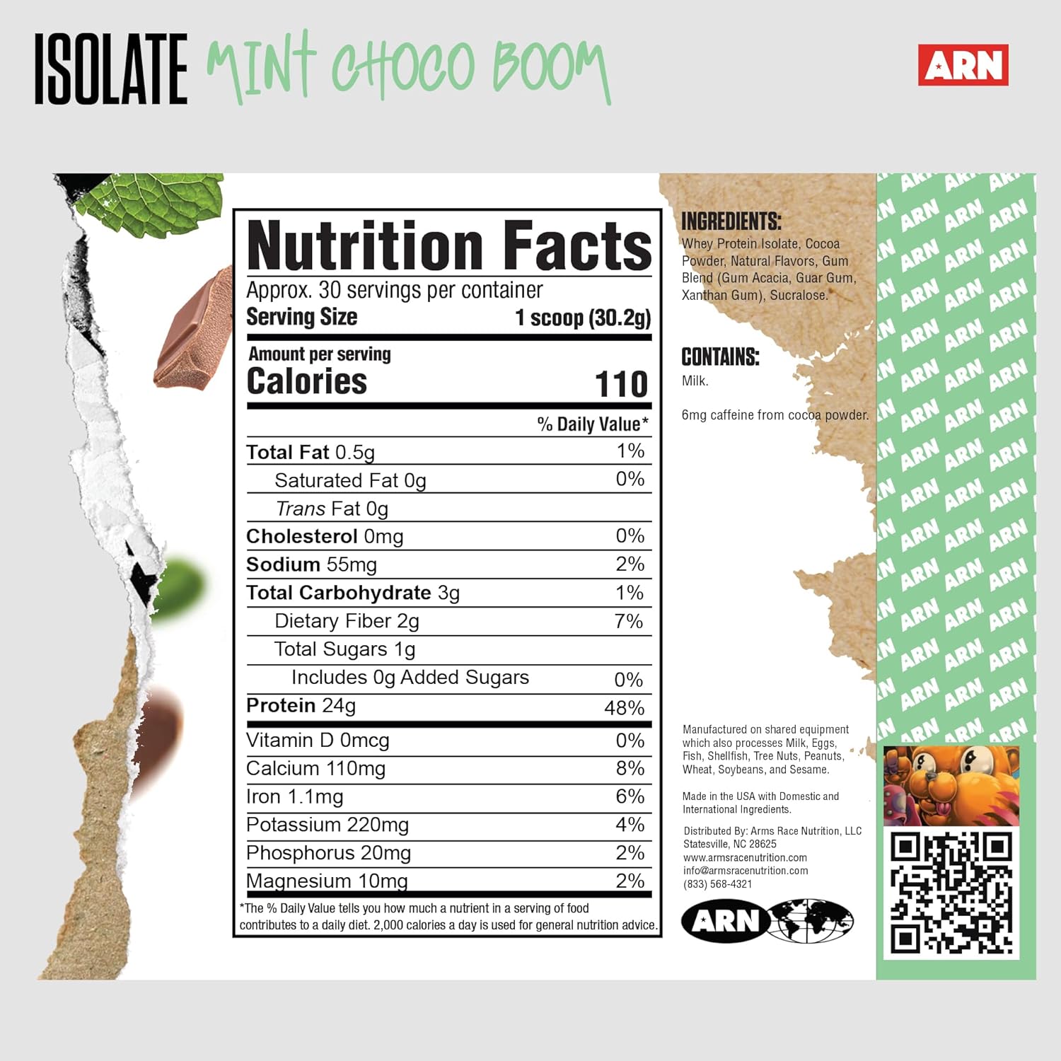 Arms Race Nutrition | ARN | Isolate Whey Protein (30 Servings, Mint Choco Boom)