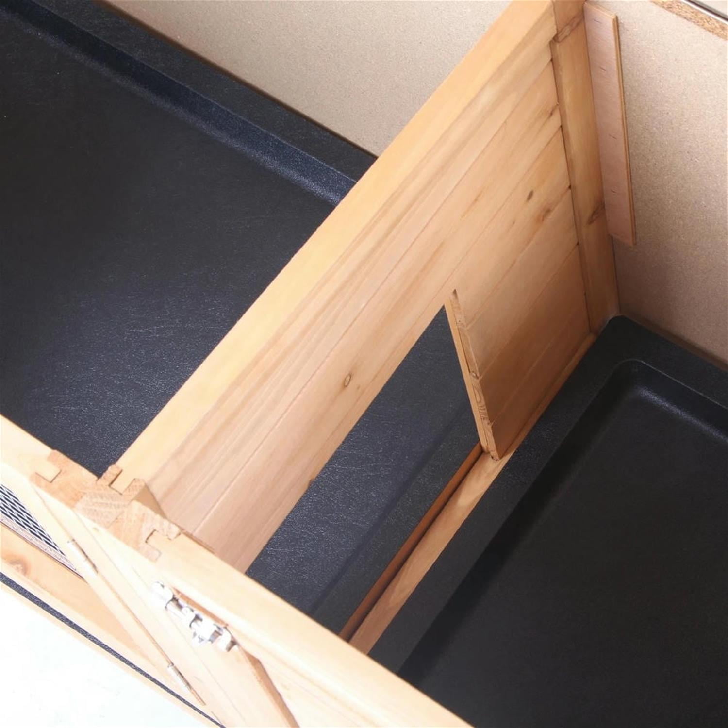 resenkos 44" Outdoor Rabbit Hutch with Waterproof Roof, No Leak Tray and Feeding Trough, Wooden Small Animal Habitat Enclosure Bunny Cage for Bunnies, Guinea Pigs, Yellow