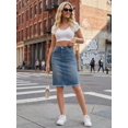 thumbnail image 3 of DARING DIVA Women's Denim Raw Hem Pockets Pencil Skirt X-Large Retro Blue, 3 of 7