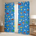 thumbnail image 2 of Castle Fairy Cartoon Plane Rocket Curtains Pack of 2 (42x84 Each) for Boys Girls,Kawaii Aircraft Curtains Blackout,Transportation Theme Bedroom Curtains,Ultra Soft Home Decor, 2 of 6