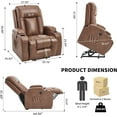 thumbnail image 2 of LuxyHoom Manual Lift Recliner Chair for Elderly with Massage and Heat, Heavy Duty 350 lbs Large Oversized Recliner with Infinite Positions, USB Ports & Cup Holders(Breathable Leather, Brown), 2 of 10