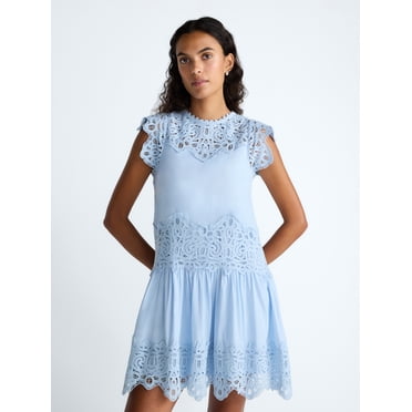Scoop Women's and Women's Plus Crochet Mini Dress, Sizes XS-4X